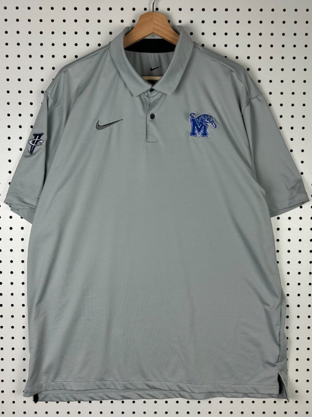 Nike 1 Cent Memphis Tiger Polo XL Gray Dri Basketball Team Issued Penny Hardaway